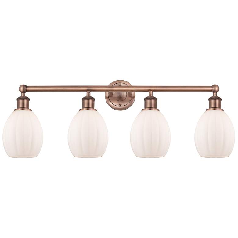 Image 1 Eaton 32.5"W 4 Light Antique Copper Bath Vanity Light With White Shade