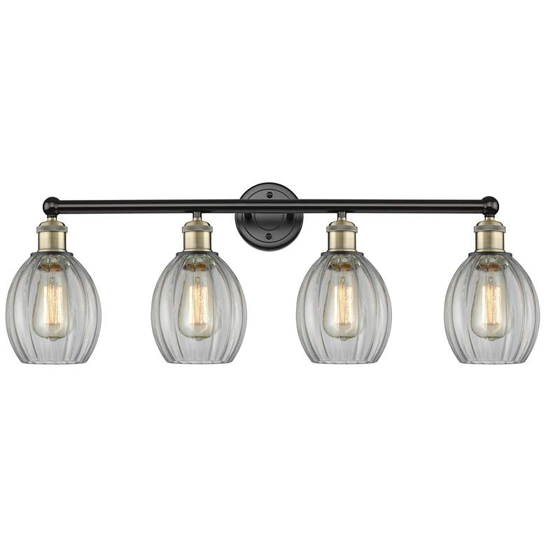 Image 1 Eaton 32.5 inchW 4 Light Black Antique Brass Bath Vanity Light With Clear 