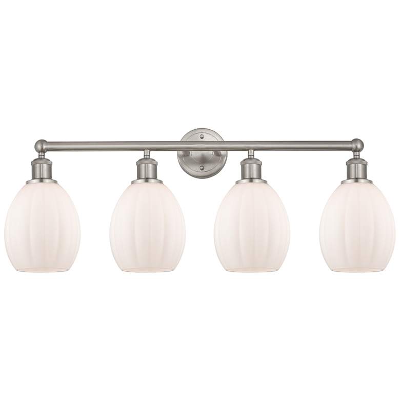Image 1 Eaton 33" 4-Light Brushed Satin Nickel Bath Light w/ Matte White Shade