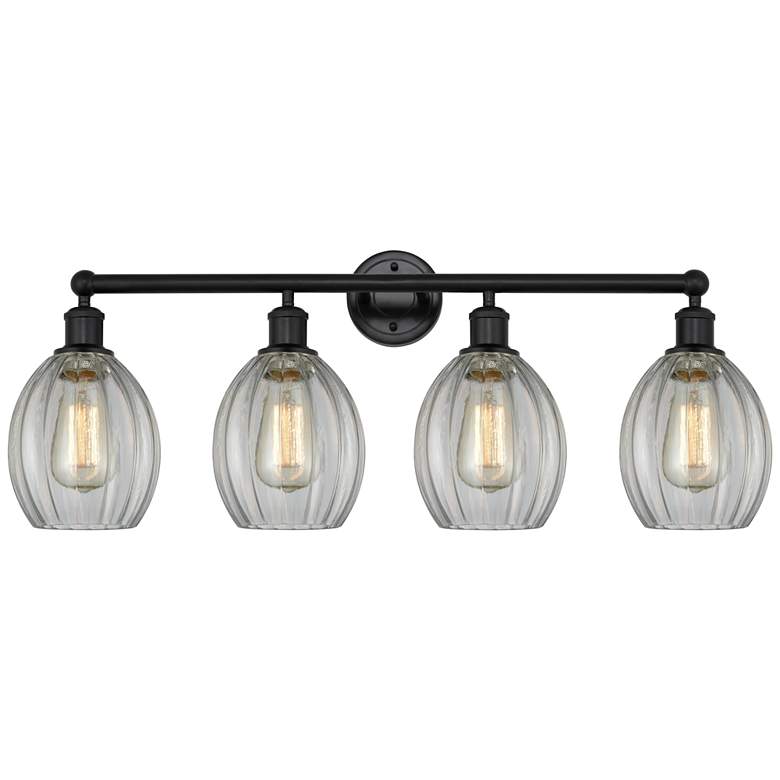 Image 1 Eaton 33" 4-Light Matte Black Bath Light w/ Clear Shade