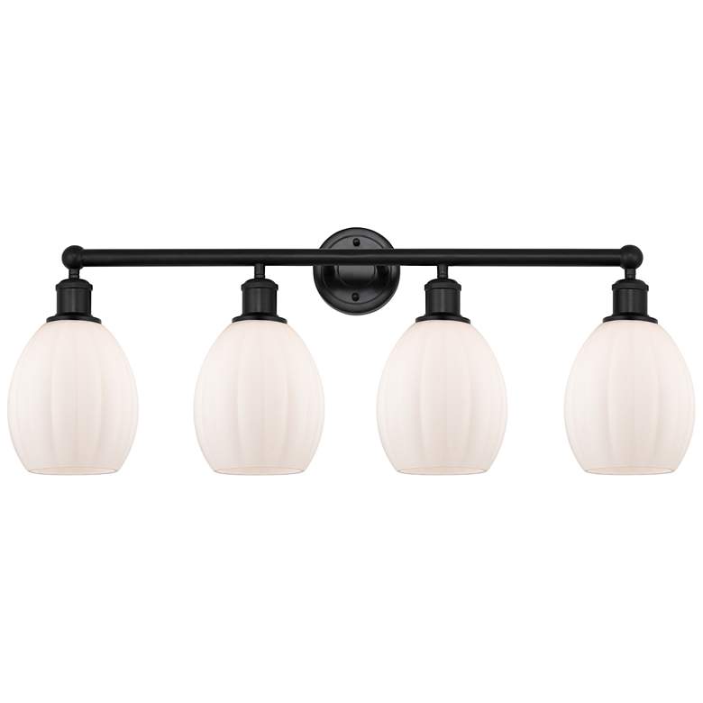 Image 1 Eaton 33" 4-Light Matte Black Bath Light w/ Matte White Shade