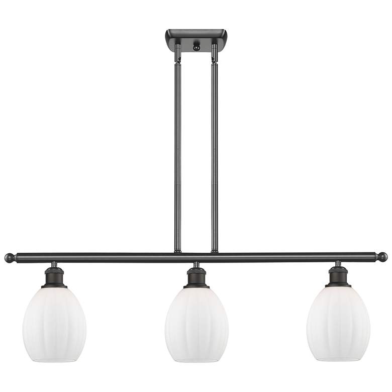 Image 1 Eaton 36" Wide 3 Light Bronze Stem Hung Island Light w/ Matte White Sh