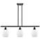 Eaton 36" Wide 3 Light Bronze Stem Hung Island Light w/ Matte White Sh