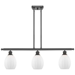 Eaton 36" Wide 3 Light Bronze Stem Hung Island Light w/ Matte White Sh