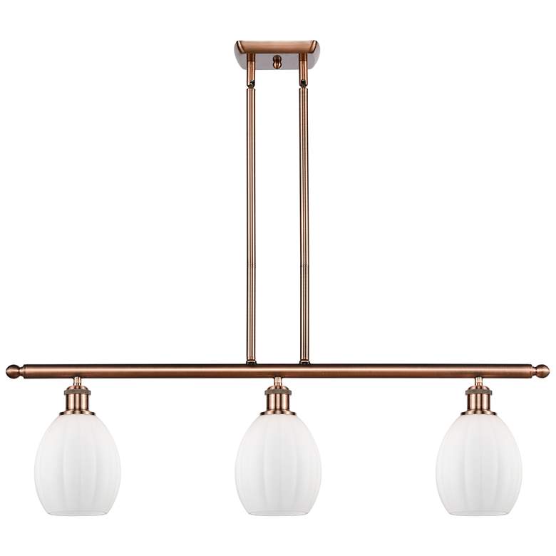Image 1 Eaton 36" Wide 3 Light Copper Stem Hung Island Light w/ Matte White Sh