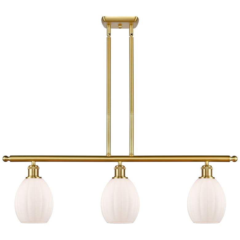 Image 1 Eaton 36" Wide 3 Light Gold Stem Hung Island Light w/ Matte White Shad