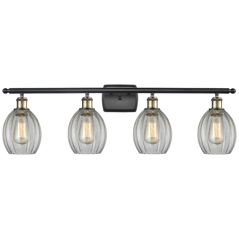 Image 1 Eaton 36" Wide 4 Light Black Brass Bath Vanity Light w/ Clear Shade