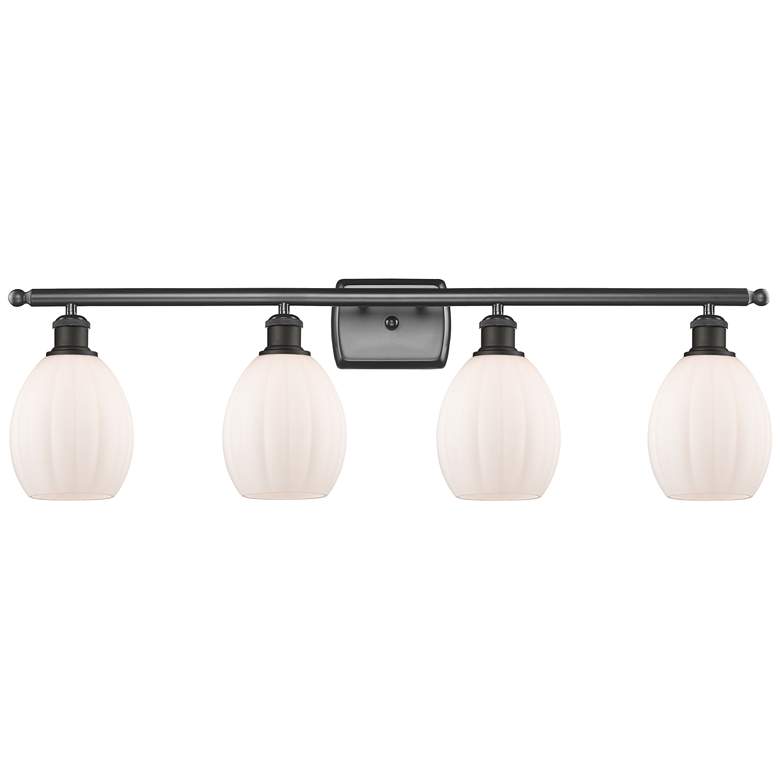 Image 1 Eaton 36" Wide 4 Light Bronze Bath Vanity Light w/ Matte White Shade