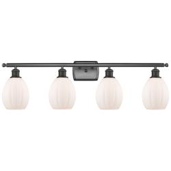Eaton 36" Wide 4 Light Bronze Bath Vanity Light w/ Matte White Shade