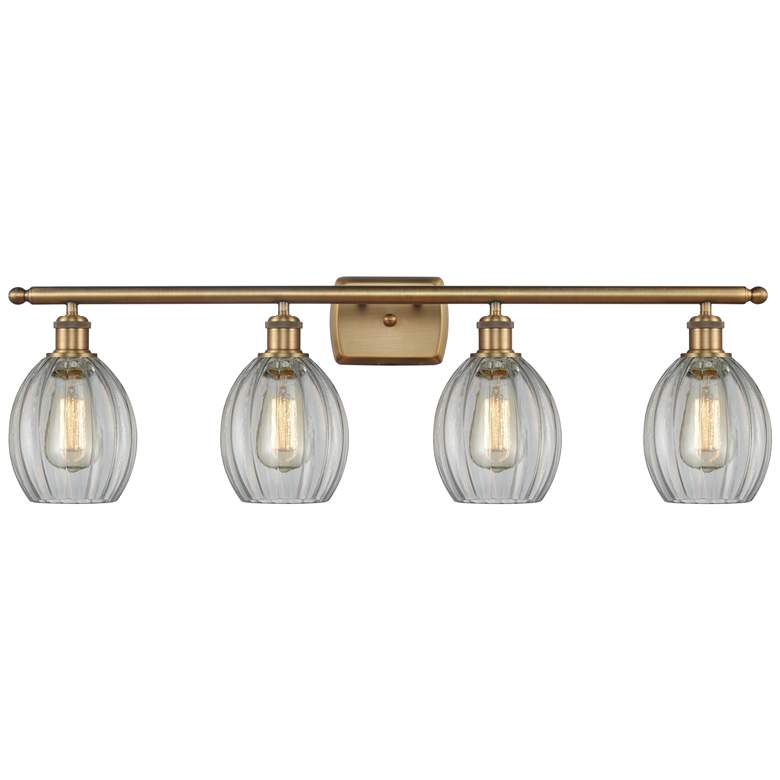 Image 1 Eaton 36" Wide 4 Light Brushed Brass Bath Vanity Light w/ Clear Shade