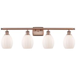 Eaton 36" Wide 4 Light Copper Bath Vanity Light w/ Matte White Shade