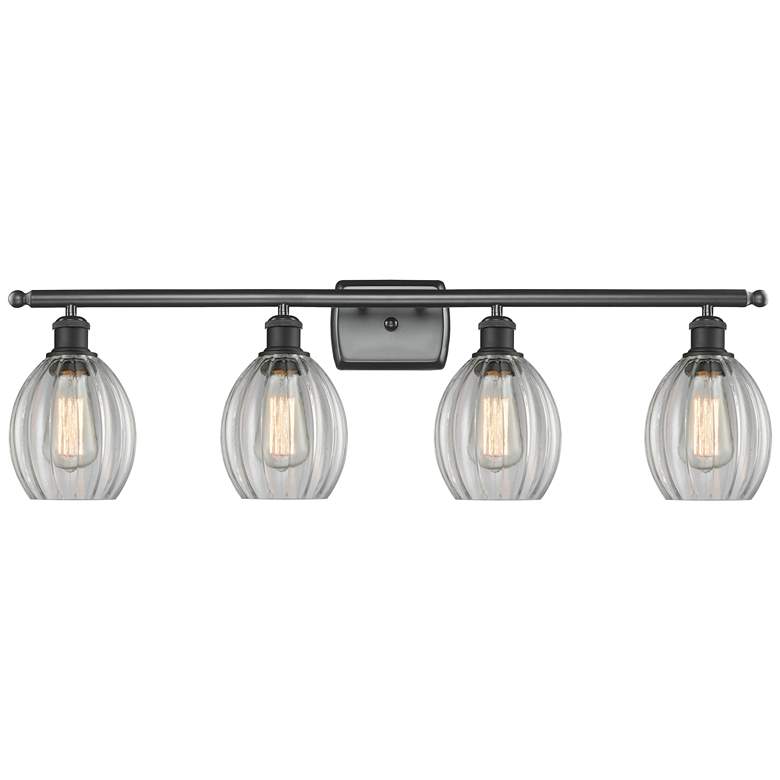 Image 1 Eaton 36" Wide 4 Light Matte Black Bath Vanity Light w/ Clear Shade