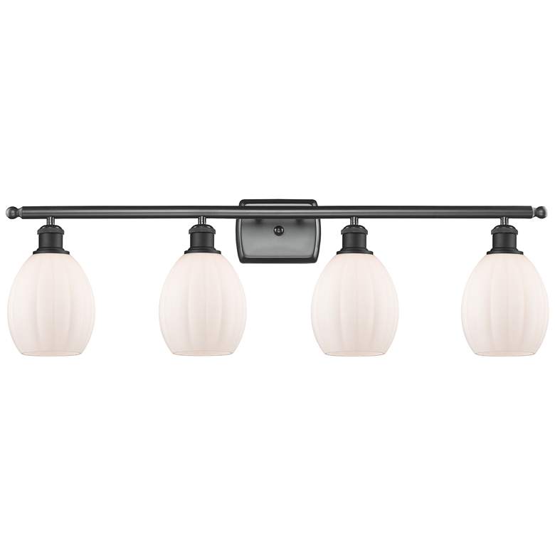 Image 1 Eaton 36" Wide 4 Light Matte Black Bath Vanity Light w/ Matte White Sh