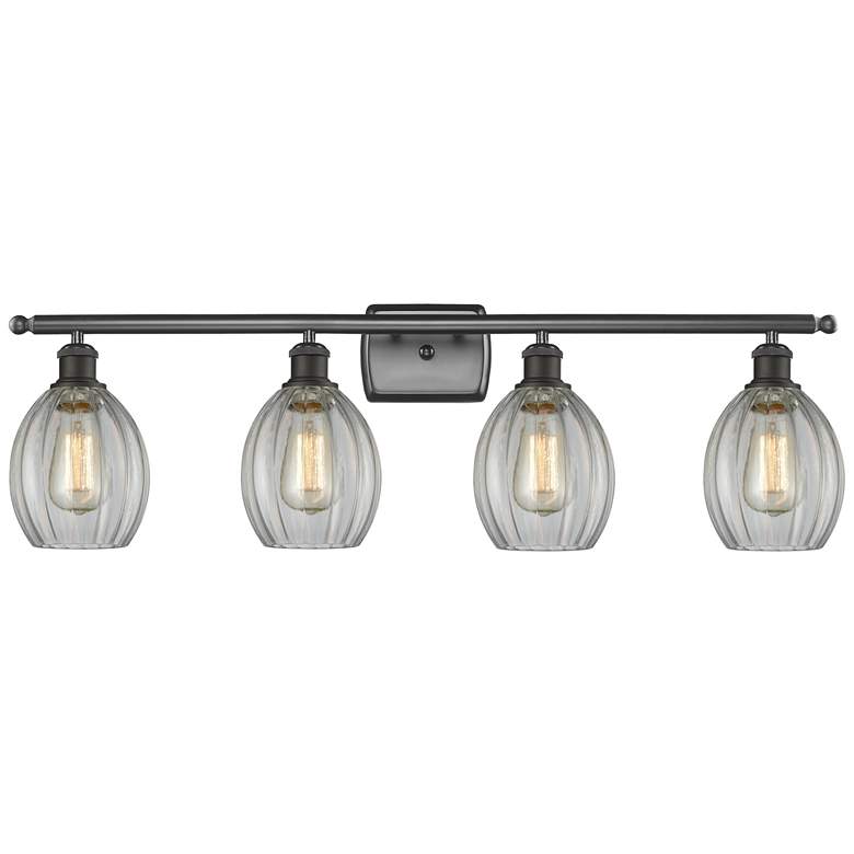 Image 1 Eaton 36" Wide 4 Light Oil Rubbed Bronze Bath Vanity Light w/ Clear Sh