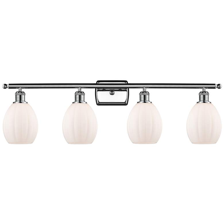 Image 1 Eaton 36" Wide 4 Light Polished Chrome Bath Vanity Light w/ White Shad