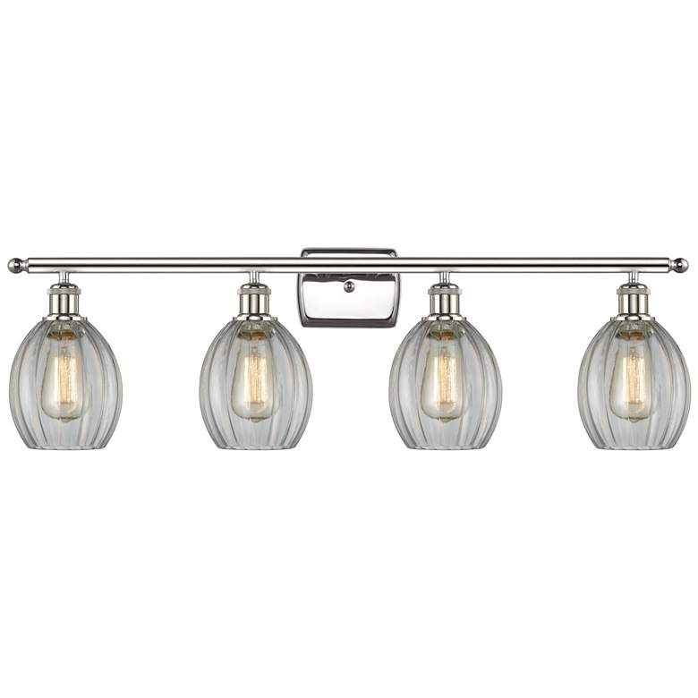 Image 1 Eaton 36" Wide 4 Light Polished Nickel Bath Vanity Light w/ Clear Shad
