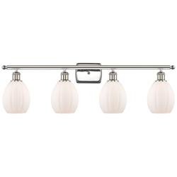 Eaton 36" Wide 4 Light Polished Nickel Bath Vanity Light w/ White Shad