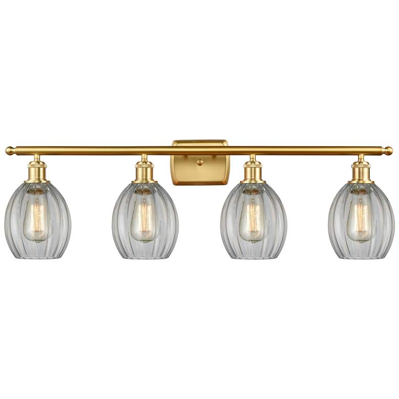 Image 1 Eaton 36" Wide 4 Light Satin Gold Bath Vanity Light w/ Clear Shade