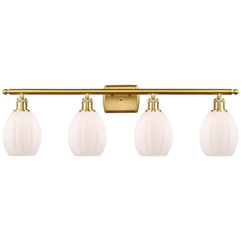 Image 1 Eaton 36" Wide 4 Light Satin Gold Bath Vanity Light w/ Matte White Sha