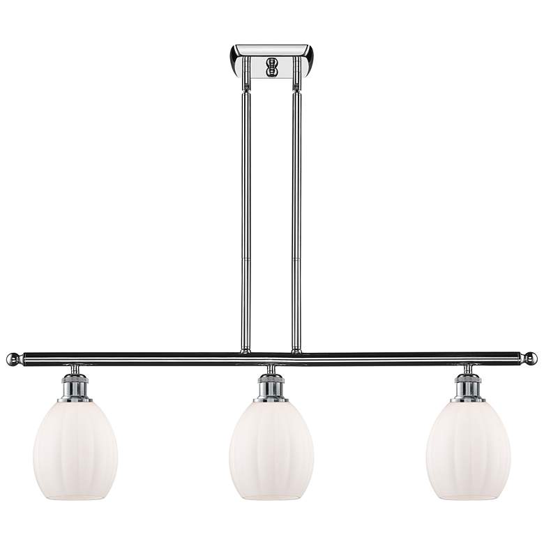Image 1 Eaton 36"W 3 Light Polished Chrome Stem Hung Island Light w/ White Sha