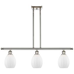 Eaton 36"W 3 Light Polished Nickel Stem Hung Island Light w/ White Sha
