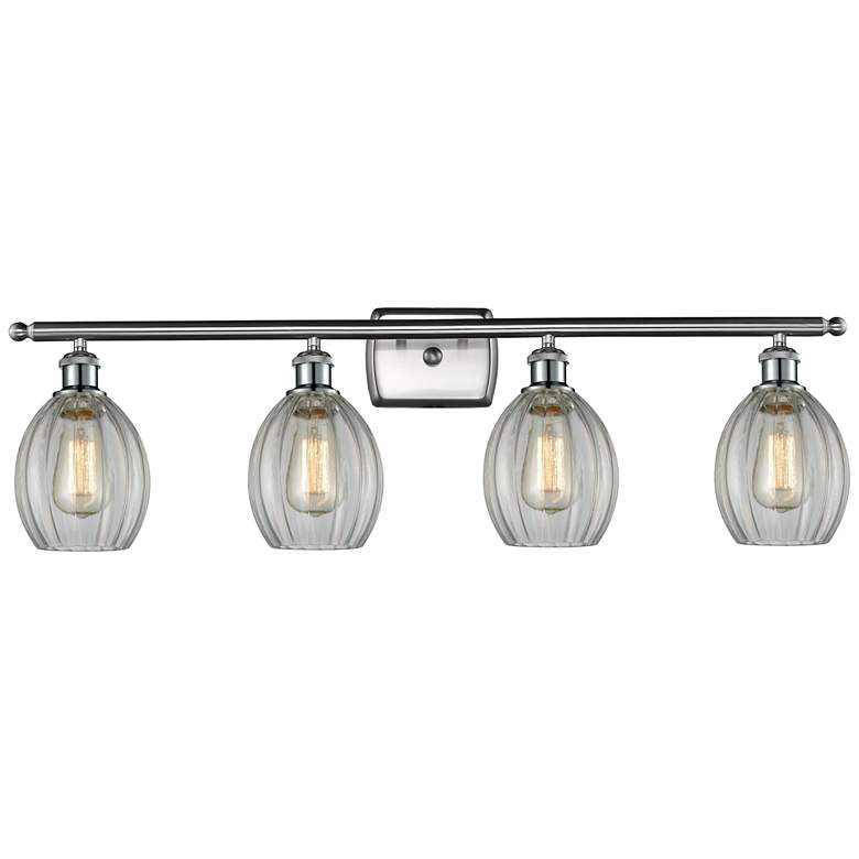 Image 1 Eaton 36"W 4 Light Brushed Satin Nickel Bath Vanity Light w/ Clear Sha