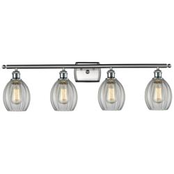 Eaton 36"W 4 Light Brushed Satin Nickel Bath Vanity Light w/ Clear Sha