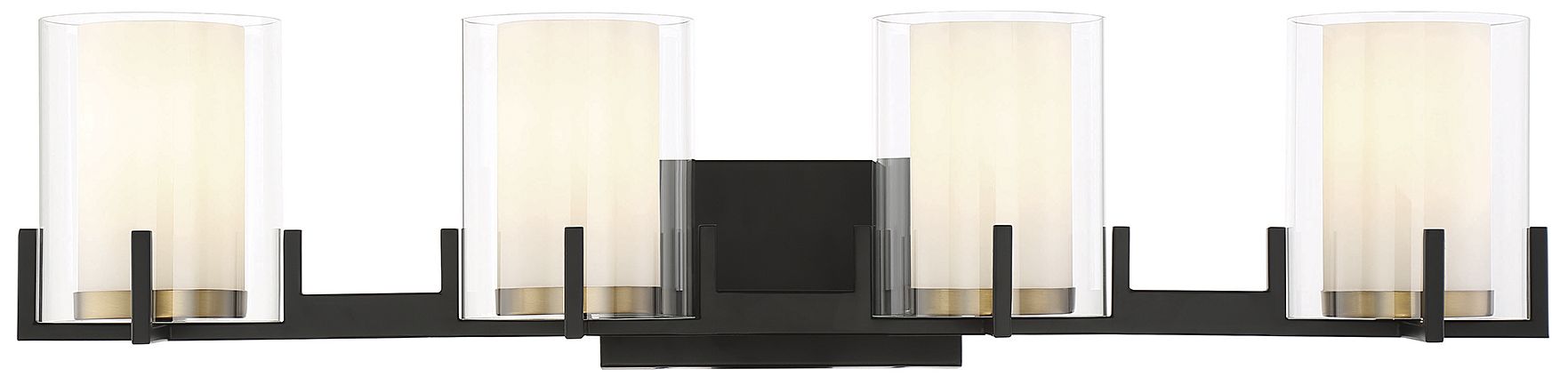 Thumbnail1 of Eaton 4-Light Bathroom Vanity Light in Matte Black with Warm Brass Accents