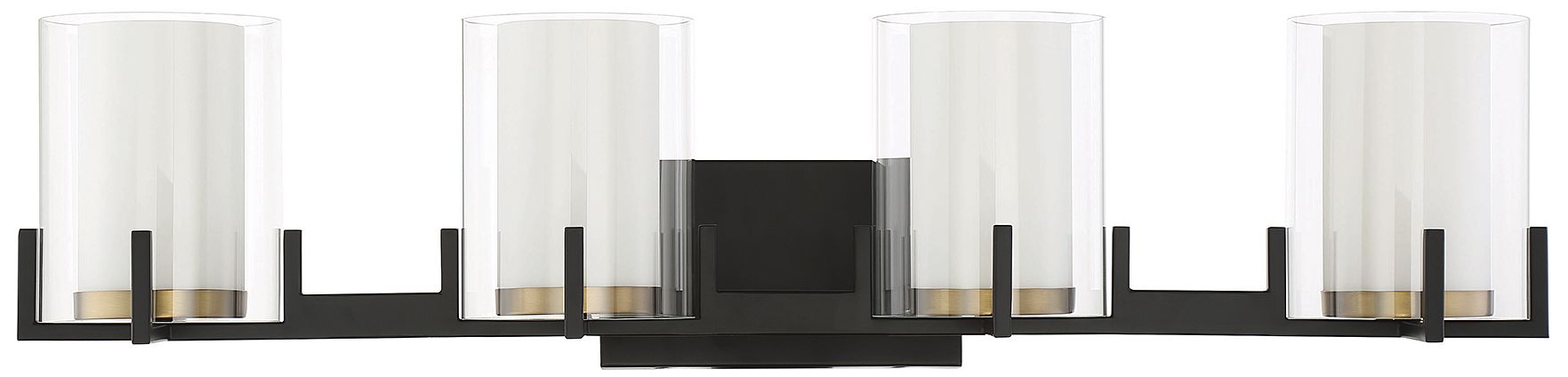 Thumbnail2 of Eaton 4-Light Bathroom Vanity Light in Matte Black with Warm Brass Accents more views