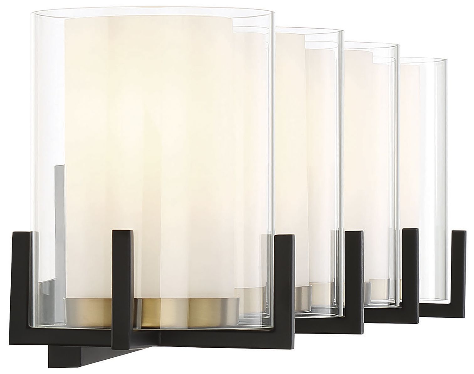Eaton 4-Light Bathroom Vanity Light in Matte Black with Warm Brass Accents