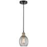 Eaton 5.5" Wide Black Brass Corded Mini Pendant With Clear Shade