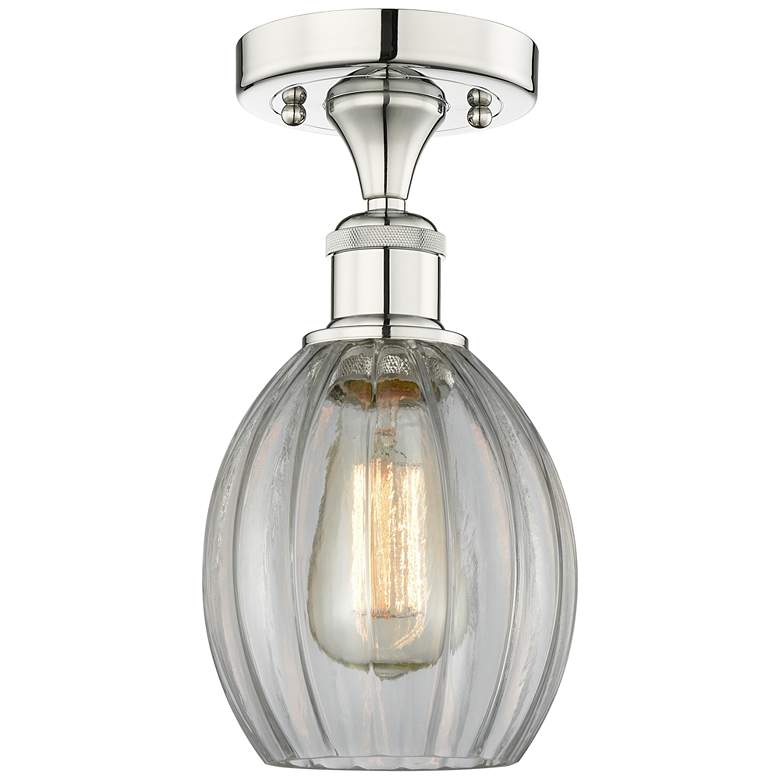 Image 1 Eaton 5.5" Wide Polished Nickel Semi.Flush Mount With Clear Glass Shad