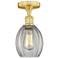 Eaton 5.5" Wide Satin Gold Semi.Flush Mount With Clear Glass Shade