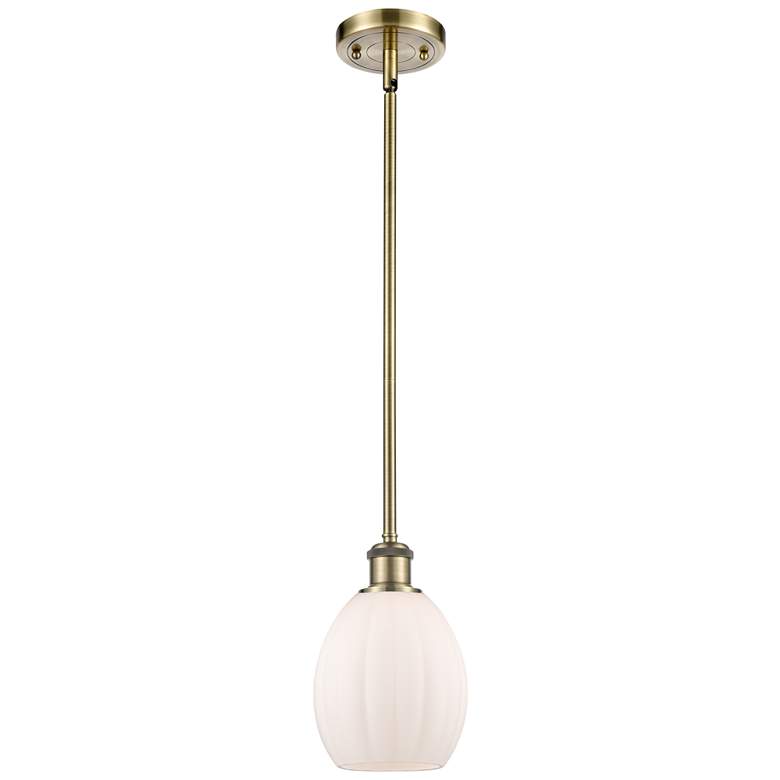 Image 1 Eaton 6" Antique Brass Mini Pendant w/ Matte White Shade