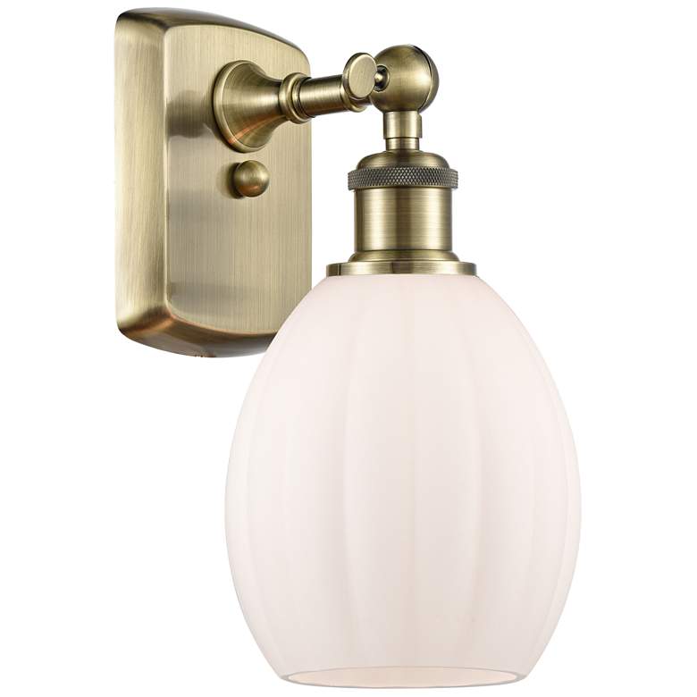 Image 1 Eaton 6" Antique Brass Sconce w/ Matte White Shade