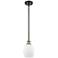 Eaton 6" Black Antique Brass Mini Pendant w/ Matte White Shade