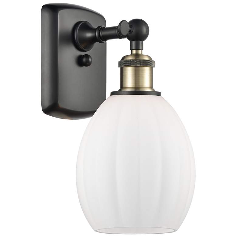 Image 1 Eaton 6" Black Antique Brass Sconce w/ Matte White Shade