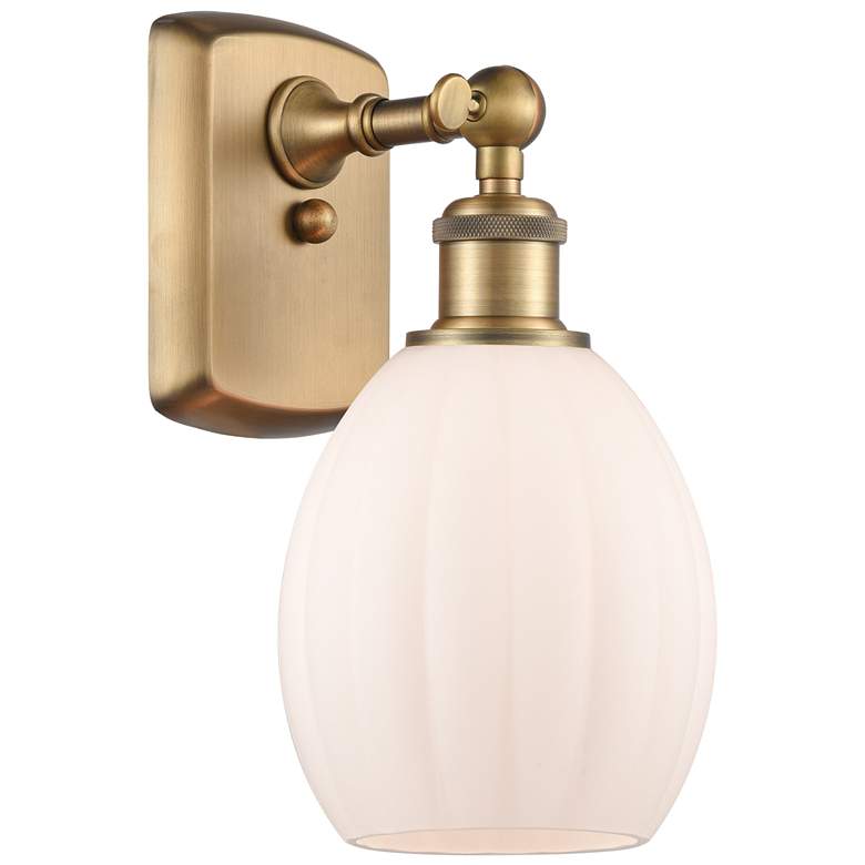 Image 1 Eaton 6" Brushed Brass Sconce w/ Matte White Shade