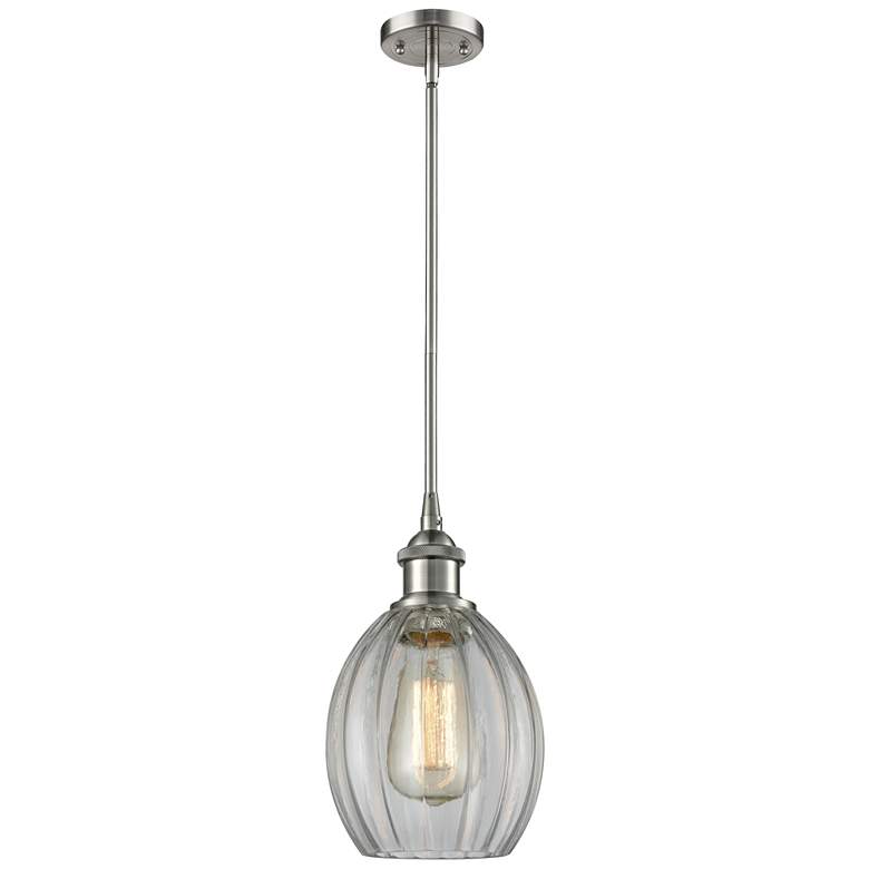 Image 1 Eaton 6" LED Mini Pendant - Brushed Satin Nickel - Clear Shade