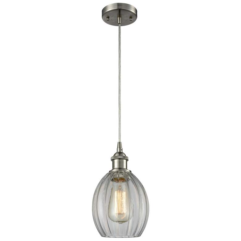 Image 1 Eaton 6" LED Mini Pendant - Brushed Satin Nickel - Clear Shade
