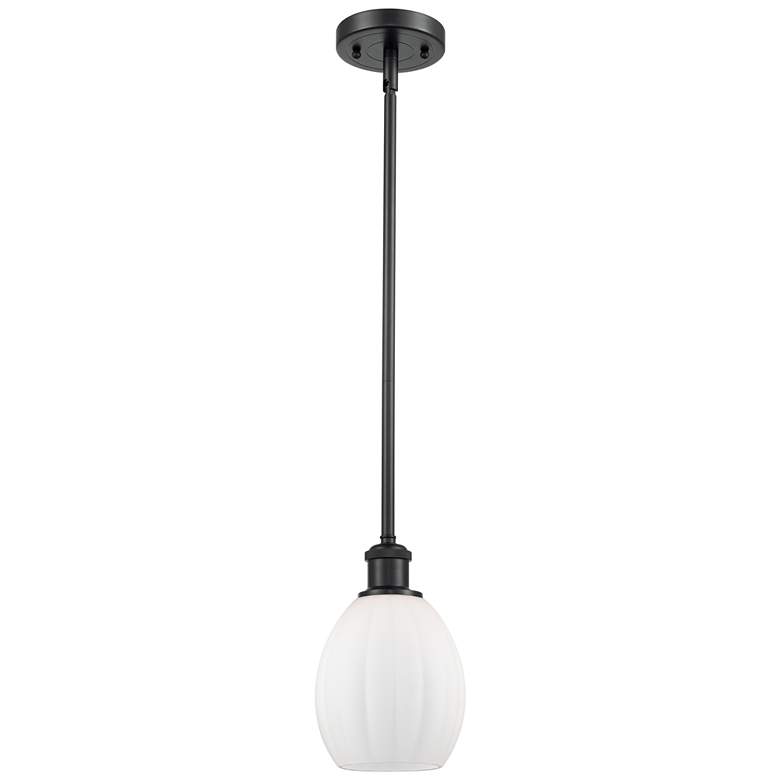 Image 1 Eaton 6" Matte Black Mini Pendant w/ Matte White Shade