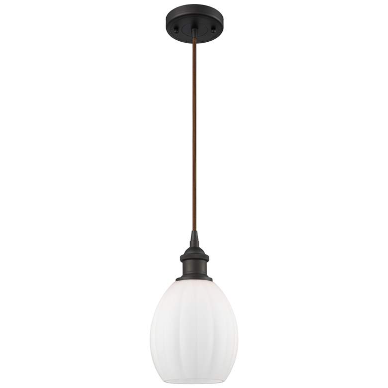 Image 1 Eaton 6" Oil Rubbed Bronze Cord Hung Mini Pendant w/ Matte White Shade