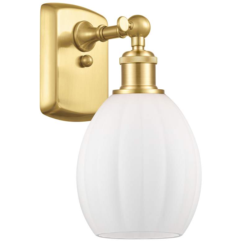 Image 1 Eaton 6" Satin Gold Sconce w/ Matte White Shade