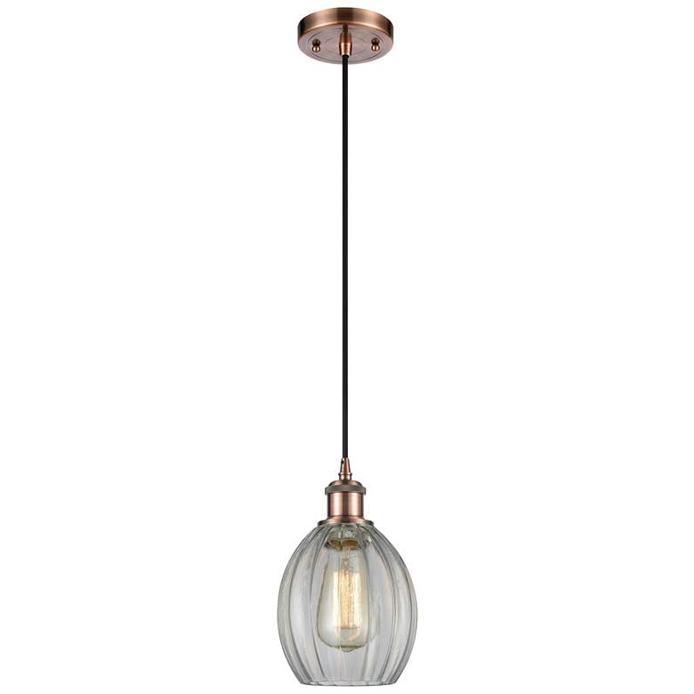 Image 1 Eaton 6" Wide Copper Corded Mini Pendant w/ Clear Shade