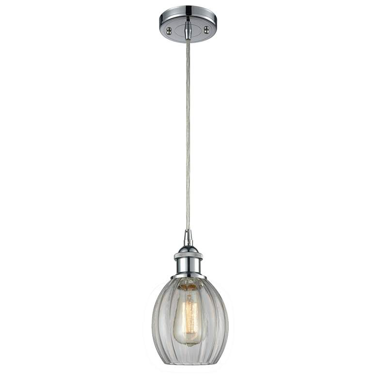 Image 1 Eaton 6" Wide Polished Chrome Corded Mini Pendant w/ Clear Shade