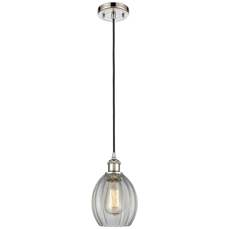 Image 1 Eaton 6" Wide Polished Nickel Corded Mini Pendant w/ Clear Shade