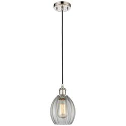 Eaton 6" Wide Polished Nickel Corded Mini Pendant w/ Clear Shade
