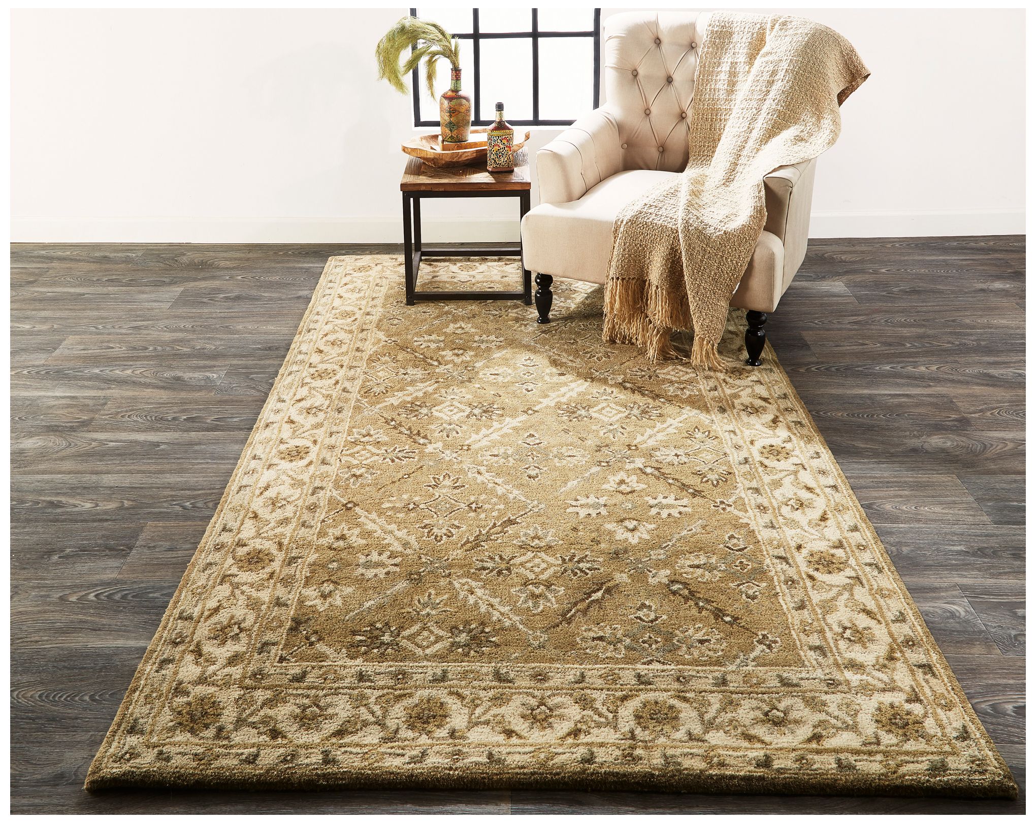 Image 2 Eaton Oriental Hand Tufted Green Area Rug 5' x 8' more views