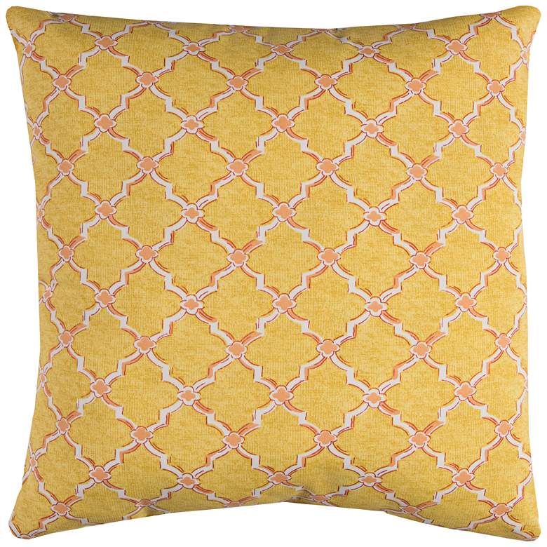 Image 1 Eaton Yellow Diamond 22 inch Square Throw Indoor-Outdoor Pillow
