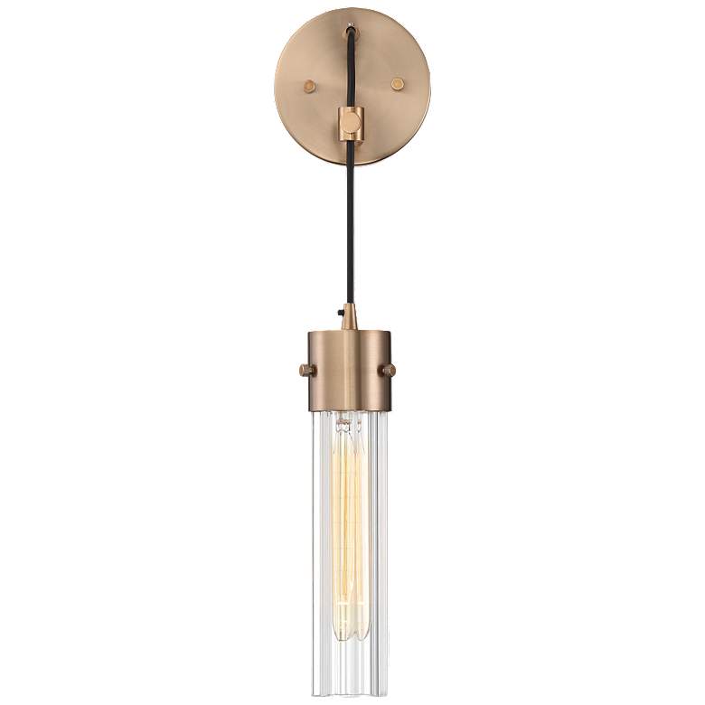 Image 1 Eaves; 1 Light; Wall Sconce; Copper Brushed Brass Finish w/ Clear Ribbed